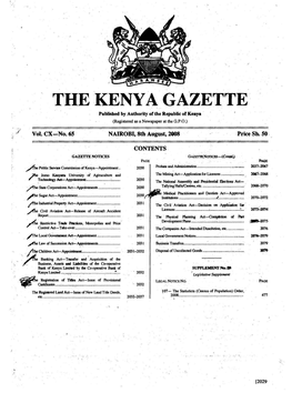 GAZETTE NOTICES , : GAZETTENOTICES—(Contd). Os PAGE a PAGE Re Public Service Commission of Kenya—Appointment