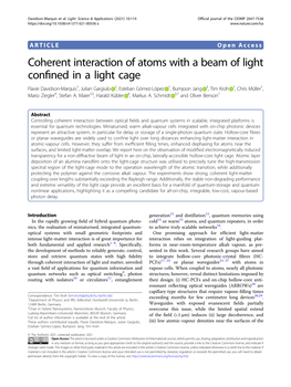 Coherent Interaction of Atoms with a Beam of Light Confined in a Light Cage