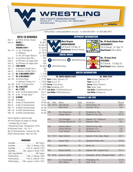 2015-16 SCHEDULE OPPONENT INFORMATION Nov