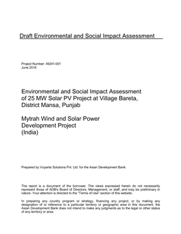 Environmental and Social Impact Assessment