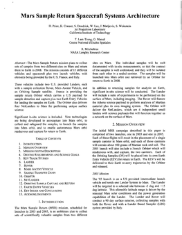 Mars Sample Return Spacecraft Systems Architecture