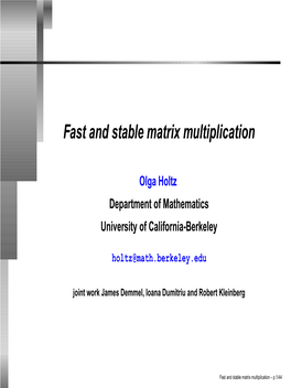 Fast and Stable Matrix Multiplication