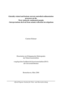 Climate Related and Bottom Controlled Sedimentation History Of