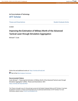Improving the Estimation of Military Worth of the Advanced Tactical Laser Through Simulation Aggregation