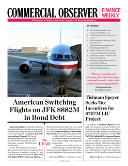 American Switching Flights on JFK $882M in Bond Debt