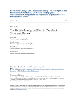 The Healthy Immigrant Effect in Canada: a Systematic Review