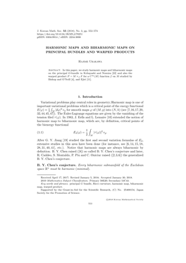 HARMONIC MAPS and BIHARMONIC MAPS on PRINCIPAL BUNDLES and WARPED PRODUCTS 1. Introduction Variational Problems Play Central