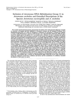 Inclusion of Aeromonas DNA Hybridization Group 11 in Aeromonas Encheleia and Extended Descriptions of the Species Aeromonas Eucrenophila and A