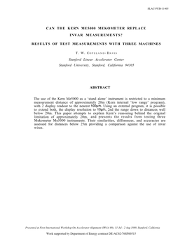 Results of Test Measurements with Three Machines