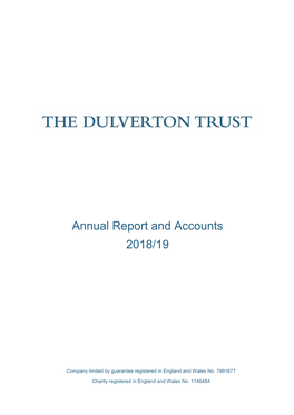 Dulverton Trust Annual Report and Accounts 2018/19