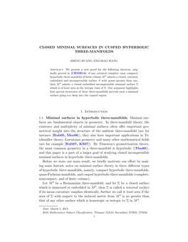 Closed Minimal Surfaces in Cusped Hyperbolic Three-Manifolds