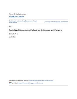 Social Well-Being in the Philippines: Indicators and Patterns