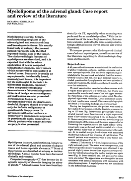 Myelolipoma of the Adrenal Gland: Case Report and Review of the Literature