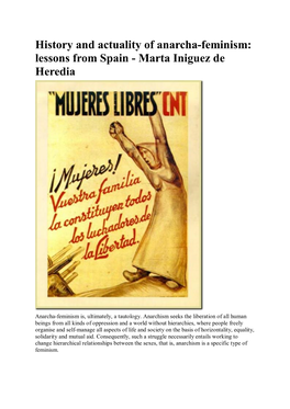 History and Actuality of Anarcha-Feminism: Lessons from Spain - Marta Iniguez De Heredia