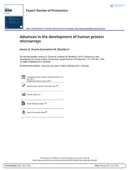 Advances in the Development of Human Protein Microarrays