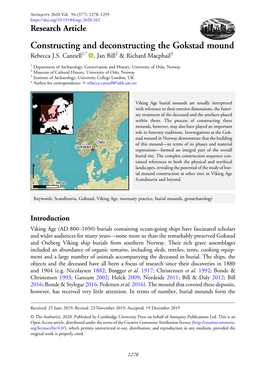 Constructing and Deconstructing the Gokstad Mound Rebecca J.S