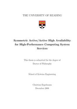 Symmetric Active/Active High Availability for High-Performance Computing System Services