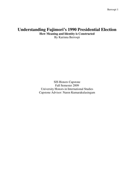 Understanding Fujimori's 1990 Presidential Election