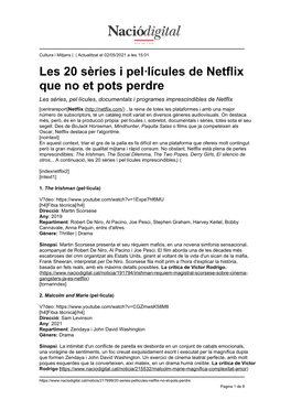 Les 20 Sèries I Pel·Lícules De Netflix Que No Et Pots Perdre