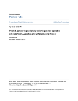 Digital Publishing and Co-Operative Scholarship in Australian and Britsih Imperial History