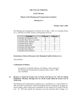 Minutes of the Planning and Transportation Committee