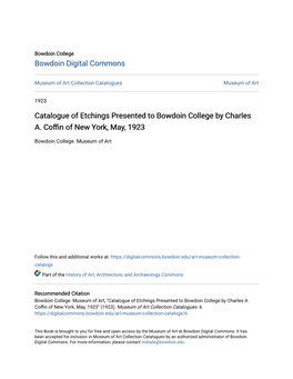 Catalogue of Etchings Presented to Bowdoin College by Charles A
