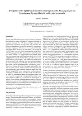 Using Ultra-Violet Light Traps to Monitor Autumn Gum Moth, Mnesampela Privata (Lepidoptera: Geometridae), in South-Eastern Australia