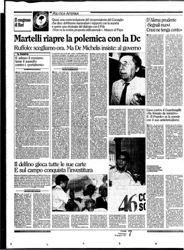 Martelli Riapre La Polemica Con La De