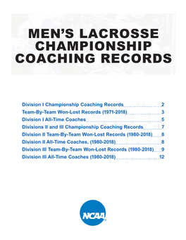 Men's Lacrosse Championship Coaching Records