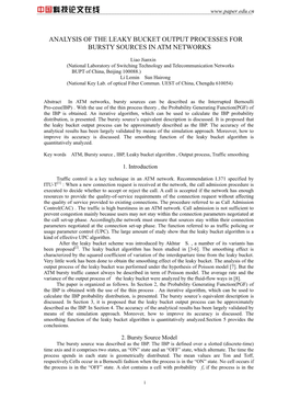 Analysis of the Leaky Bucket Output Processes for Bursty Sources in Atm Networks