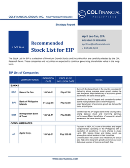 EIP Growth Stock List