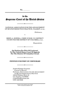 Naamjp Files Petition for Certiorari Asking the U.S. Supreme Court To