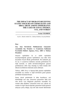 The Impact of Migrant-Receiving States’ Policies on Crime Rates and Drug Abuse Among Immigrants: the Cases of Japan, Sweden, Usa, and Turkey