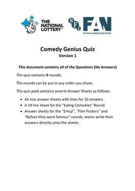 Comedy Genius Quiz Version 1