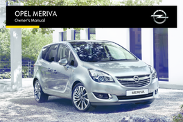 OPEL MERIVA Owner's Manual