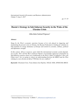 Russia's Strategy in Sub-Saharan Security in the Wake of the Ukraine