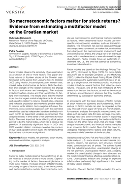 Do Macroeconomic Factors Matter for Stock Returns? Evidence from Estimating a Multifactor Model on the Croatian Market