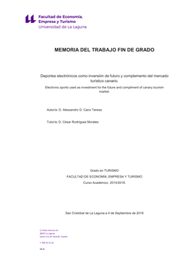 Memoria Del Trabajo Fin De Grado