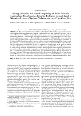 Biology, Behavior, and Larval Morphology