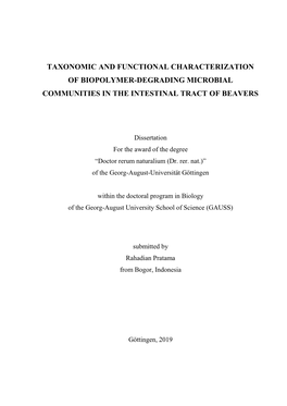 Taxonomic and Functional Characterization of Biopolymer-Degrading Microbial Communities in the Intestinal Tract of Beavers