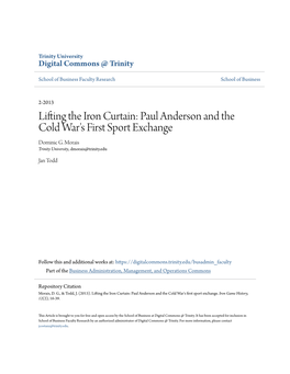 Paul Anderson and the Cold War's First Sport Exchange Dominic G
