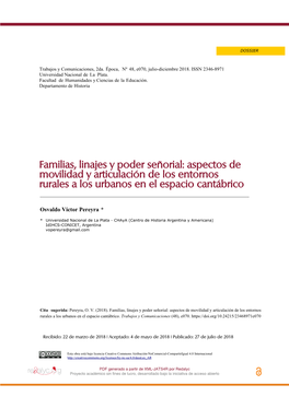 Familias, Linajes Y Poder Señorial: Aspectos De Movilidad Y Articulación De Los Entornos Rurales a Los Urbanos En El Espacio Cantábrico