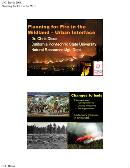 Planning for Fire in the Wildland – Urban Interface Dchididr