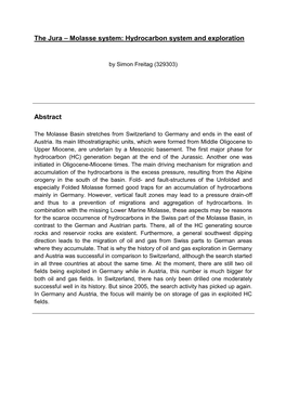 The Jura – Molasse System: Hydrocarbon System and Exploration