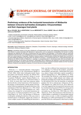 (Coleoptera: Chrysomelidae) and Their Asparagus Host Plants