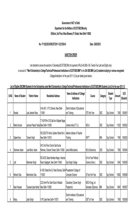 Sl.NO. Name of Student Father's Name Residential Address Name