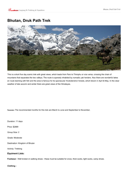Bhutan, Druk Path Trek Langtang Ri Trekking & Expedition