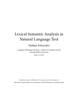 Lexical Semantic Analysis in Natural Language Text