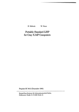 Portable Standard LISP for Cray X-MP Computers