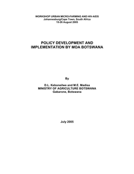 Policy Development and Implementation by Moa Botswana